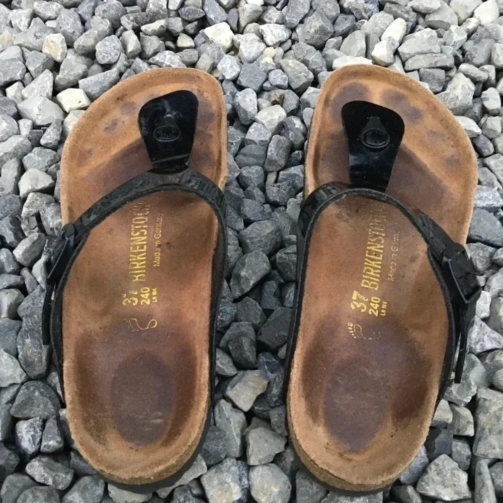 Birkenstock Gizeh Black Patent Leather Sandals 37